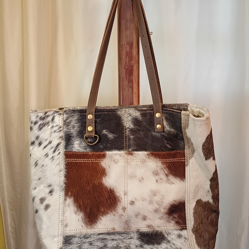 Myra Bag Brown and White Cowhide Shoulder Bag